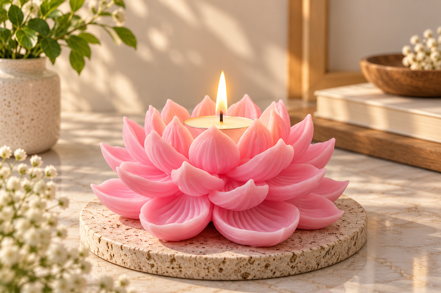 3D Lotus Flower Decorative Candle