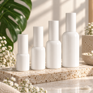 White Porcelain Glass Perfume Spray Bottle with White Spray